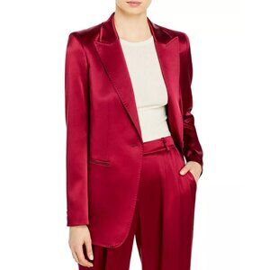 Lafayette 148 New York Red Satin Button Blazer Jacket Whitney